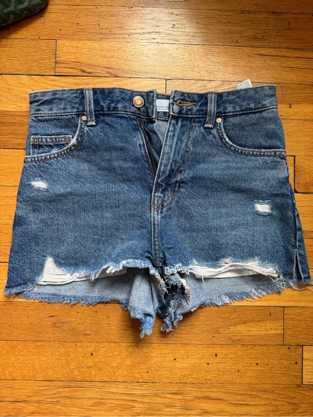 Bershka Distressed Blue Denim Jean Shorts